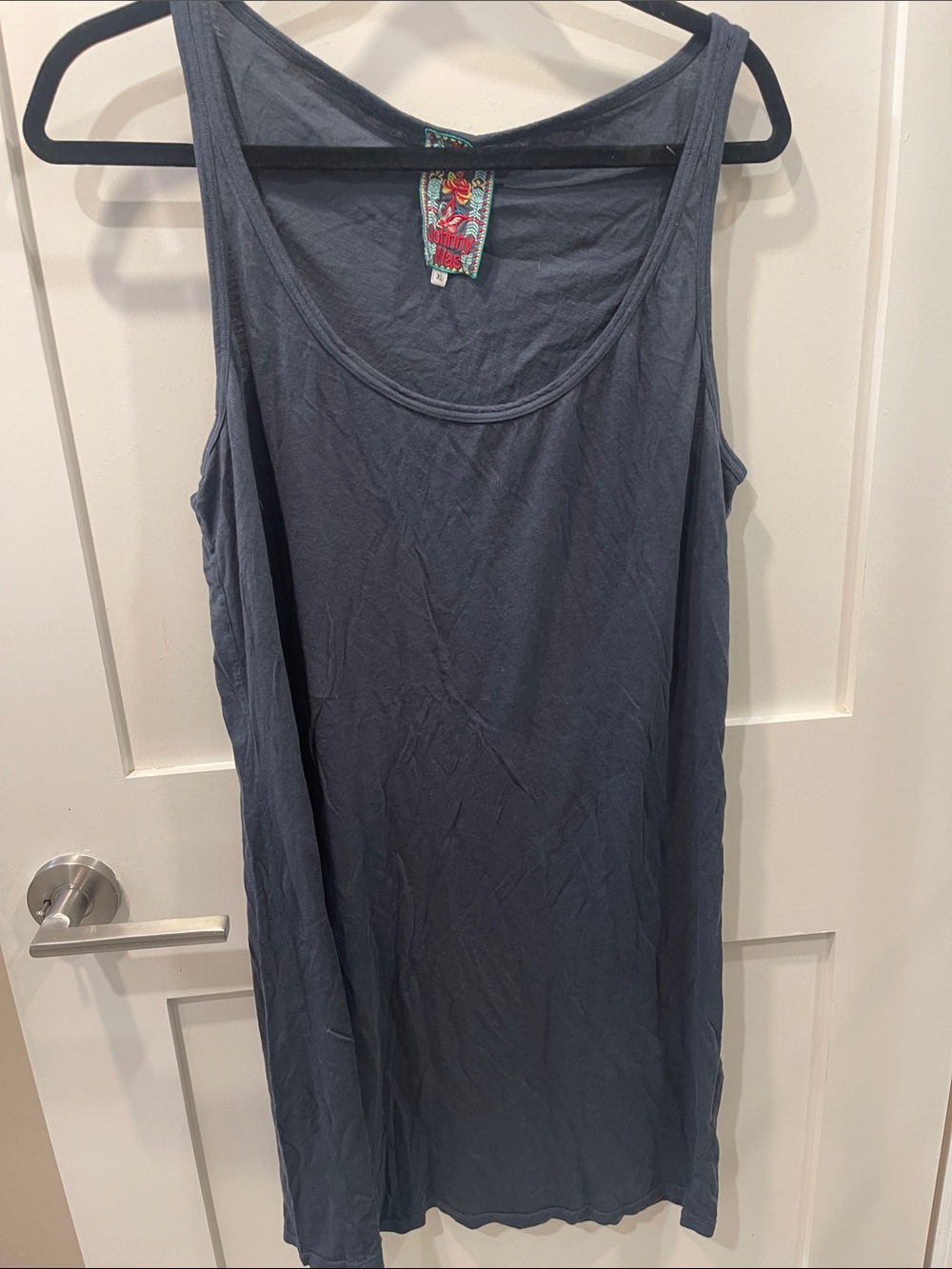 Johnny Was Slate Blue Scoop Neck Tank or Slip sz XL
